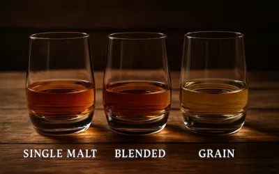 Skillnaden mellan Single Malt, Blended och Grain Whisky – Förstå smakerna och ursprunget